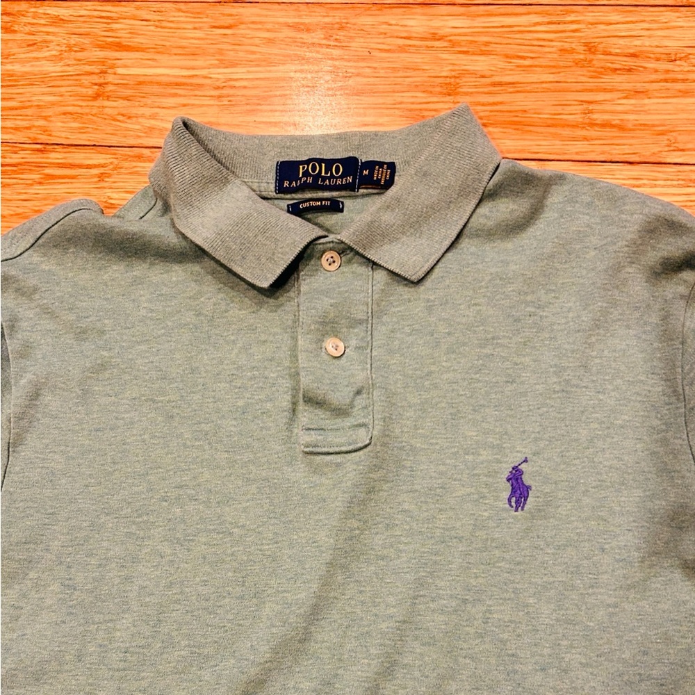 Polo by Ralph Lauren Teal Polo with Purple Logo Custom Fit Men’s Medium
